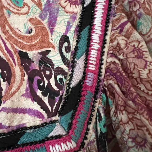 NWT INC Pink Boho Puffy Balloon Sleeve Embroidered Embellished Mini Dress,  XS - Picture 11 of 12